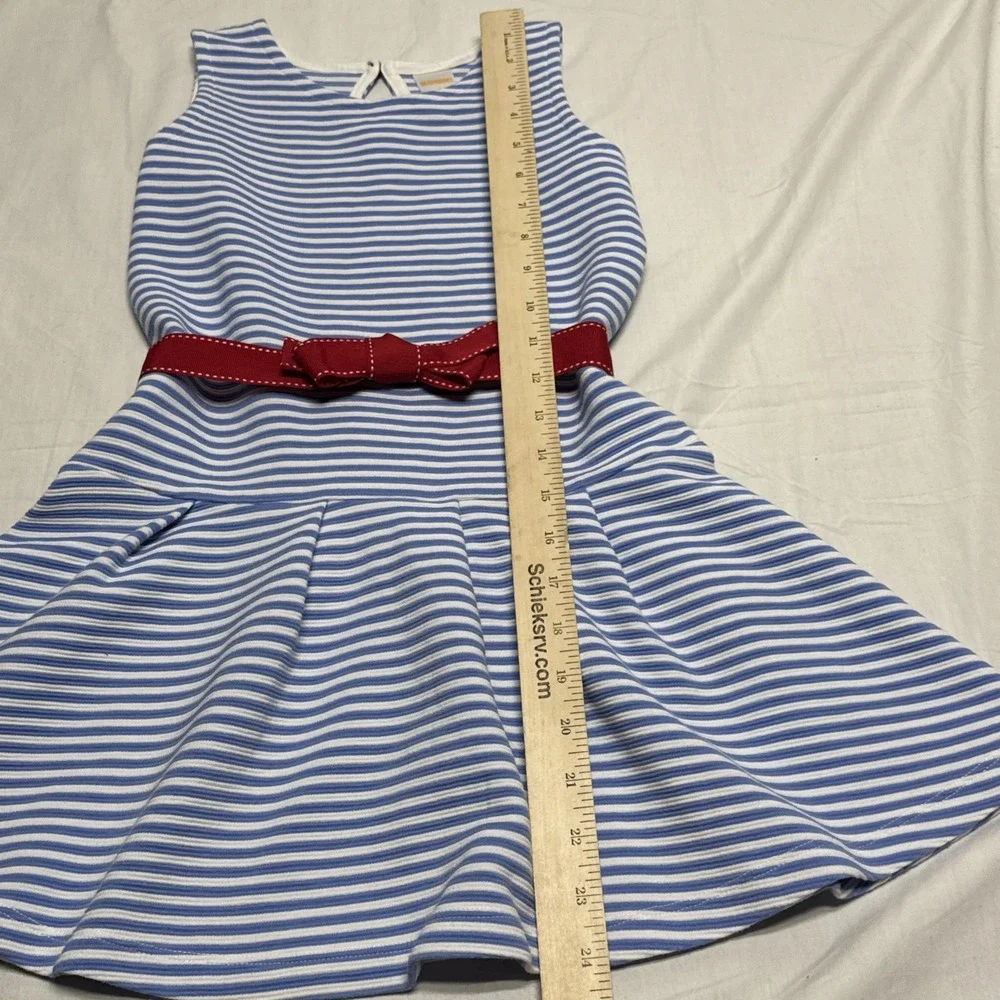 EUC Gymboree Girls Size 6  Striped Dress And Red Ribbon Sash Sleeveless